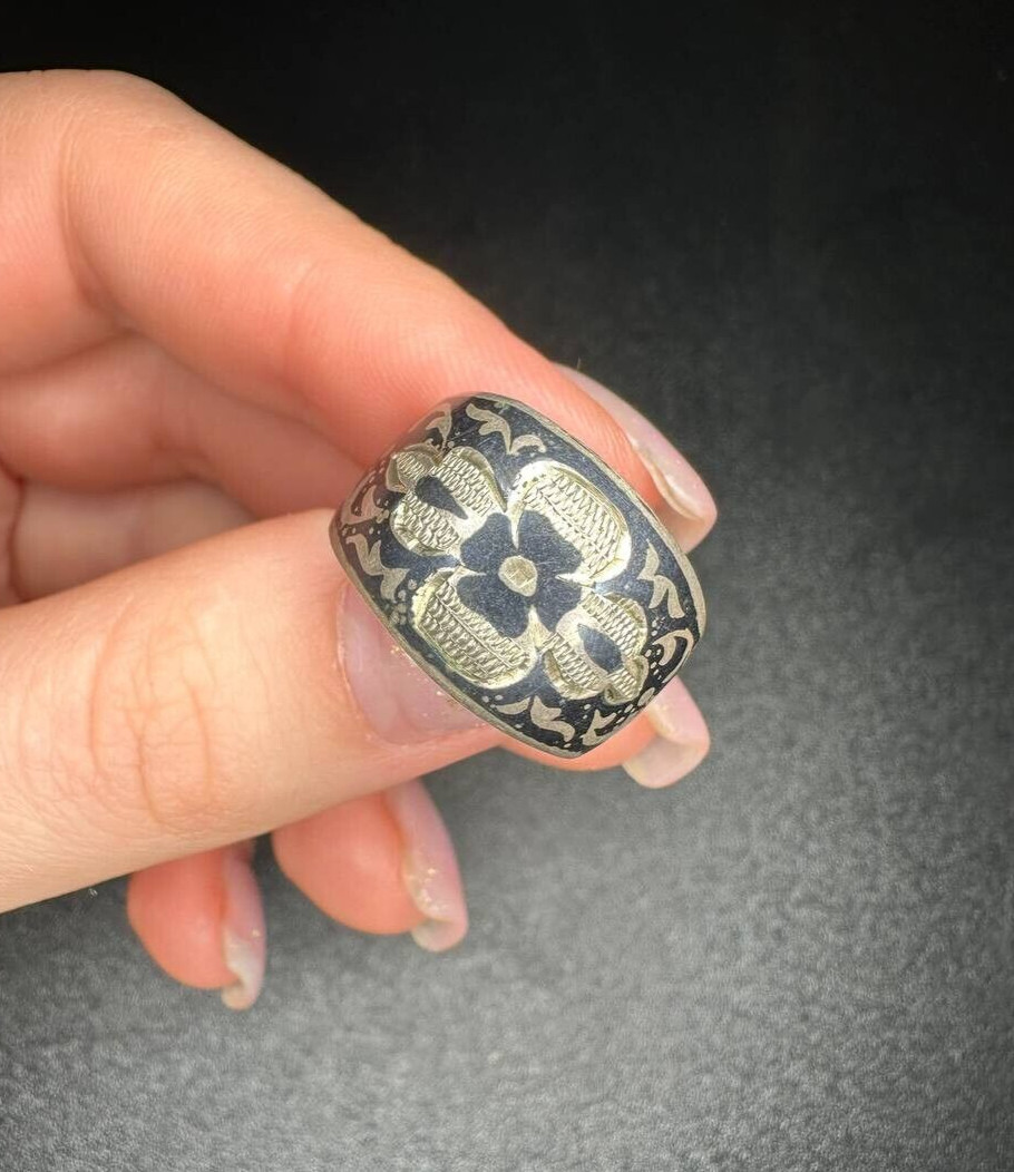 Vintage Soviet Silver Ring Kubachi Antique USSR 875 standard Size 18.5 (8.5)