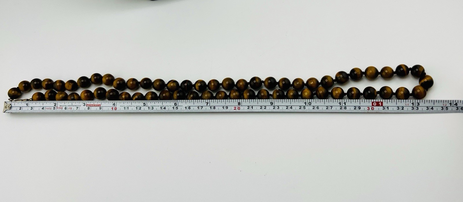 VTG Estate Tiger’s Eye Hand-Knotted Necklace Gemstone Beads Barrel Hook Clasp