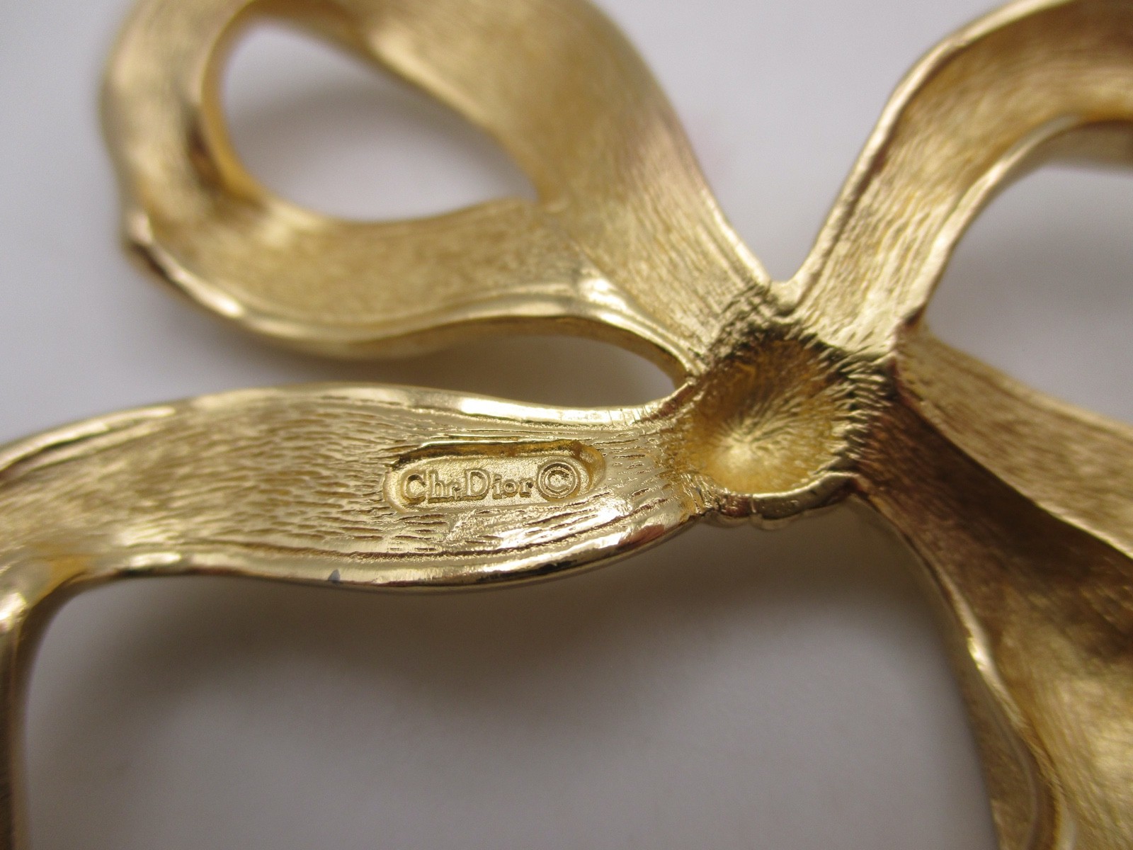 VTG 1980’s Christian Dior CD Logo Large Ribbon Brooch 3 1/4″