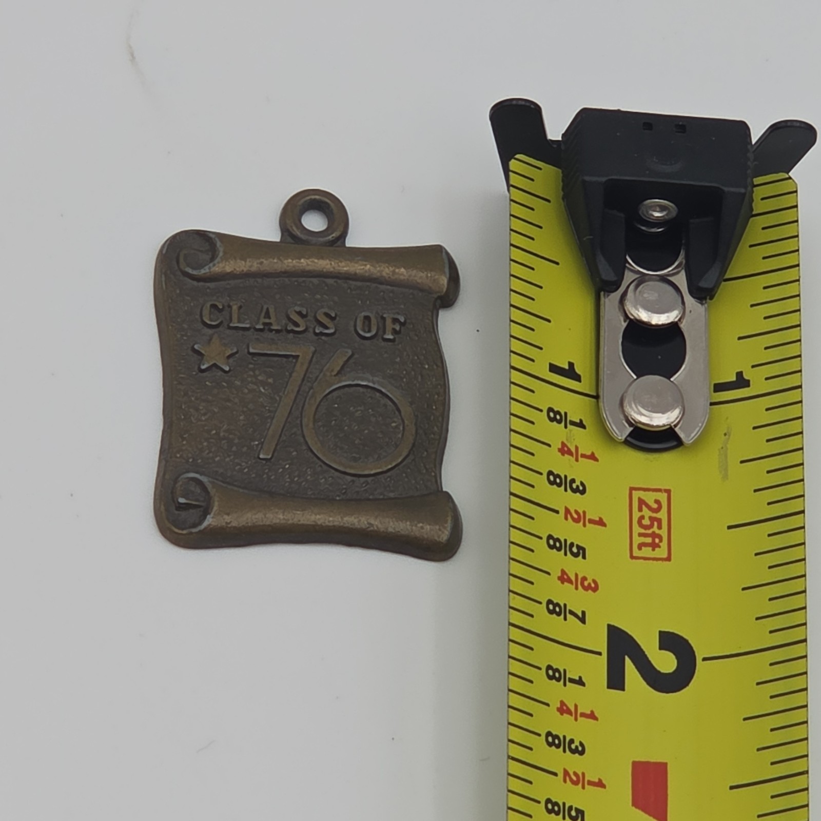 Engraved Bronze Square School Charm Pendant “Class of 76” Metal, No Stone