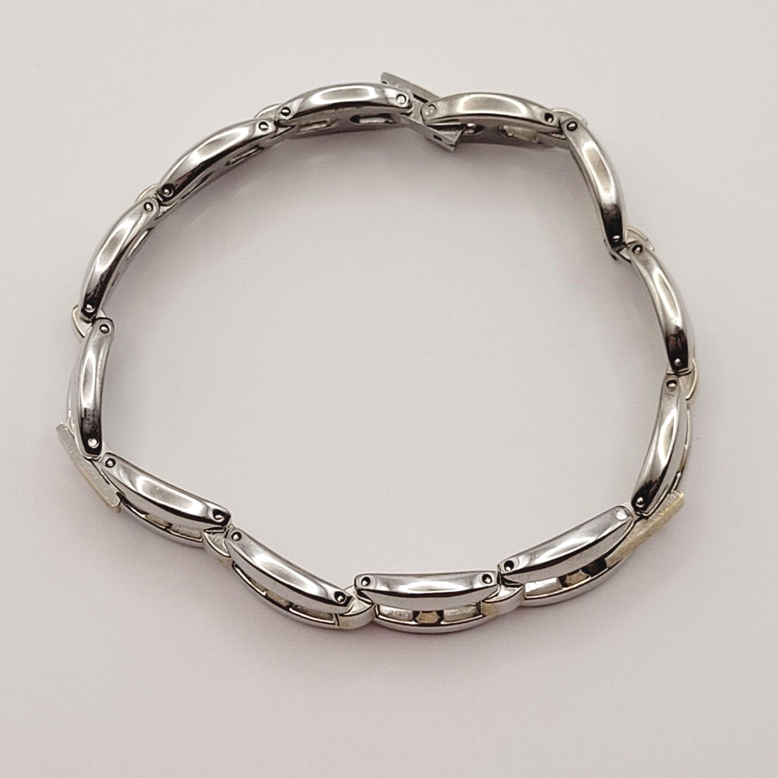 Bold Chunky Link Classic Style Stainless Steel Plated Two Tone Bracelet 7.5 Inch