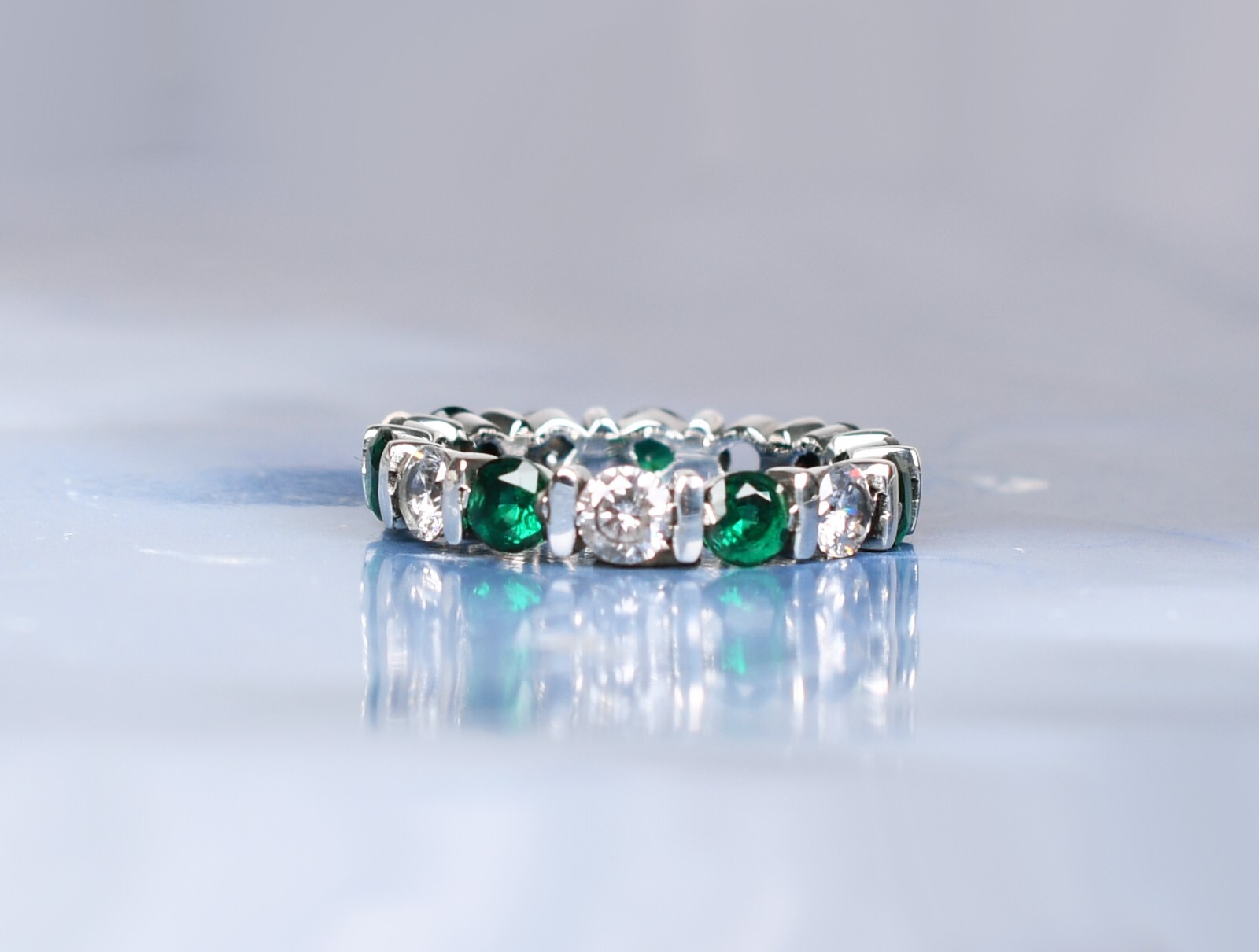 Emerald With Diamond Ring Birthday Gifts For Her Round Stacking Ring Birthstone