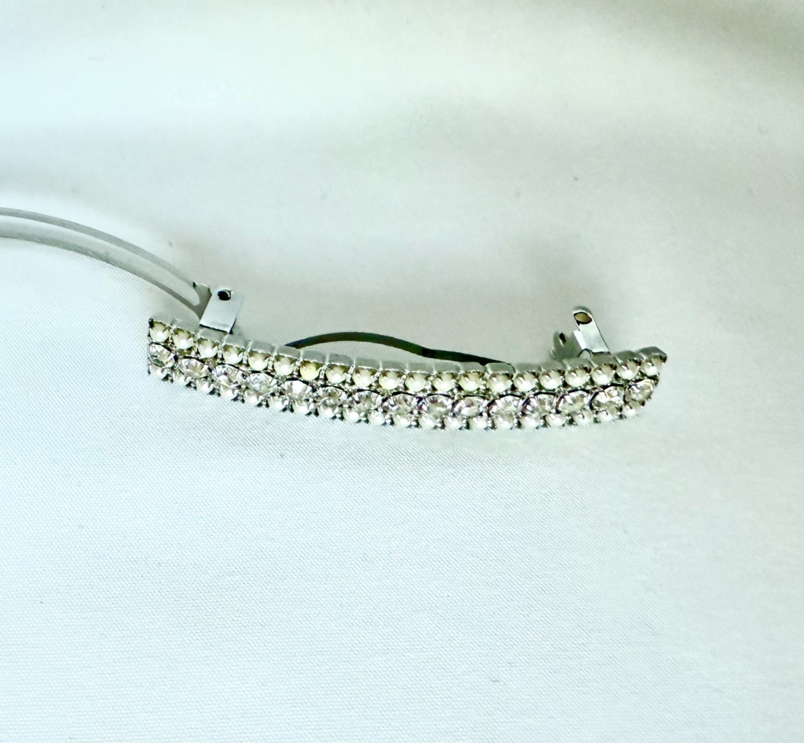 Creamy Pearls & Crystal Rhinestone Diamonds Vintage 3″ Hair Pin