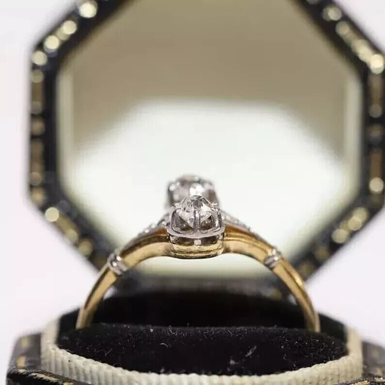 Art Deco Round Cut Lab Created Engagement 14K Yellow Gold Filled Ring