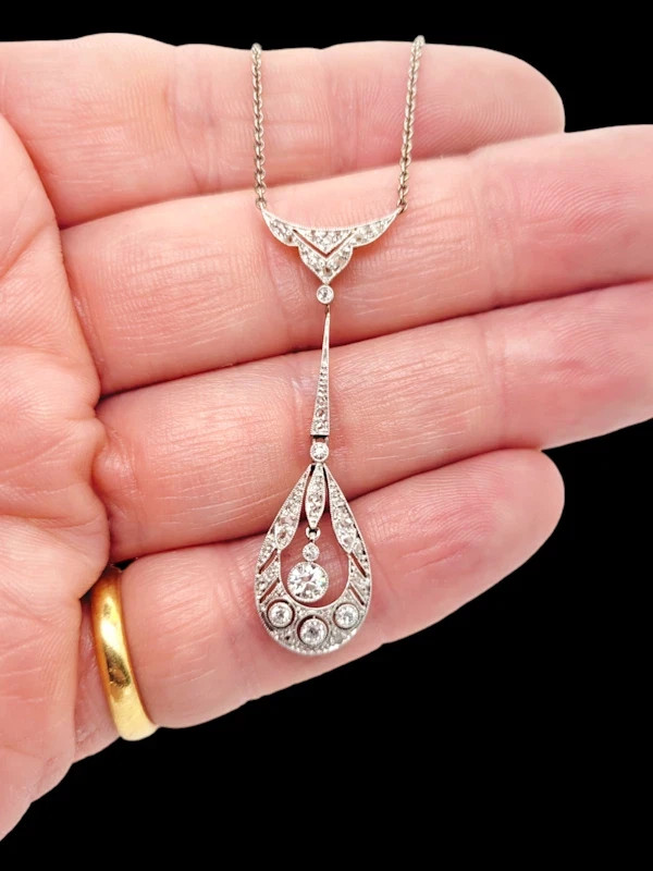 Art Deco Style Round Lab Created Diamond Wedding Gift 14K White Gold FN Pendant