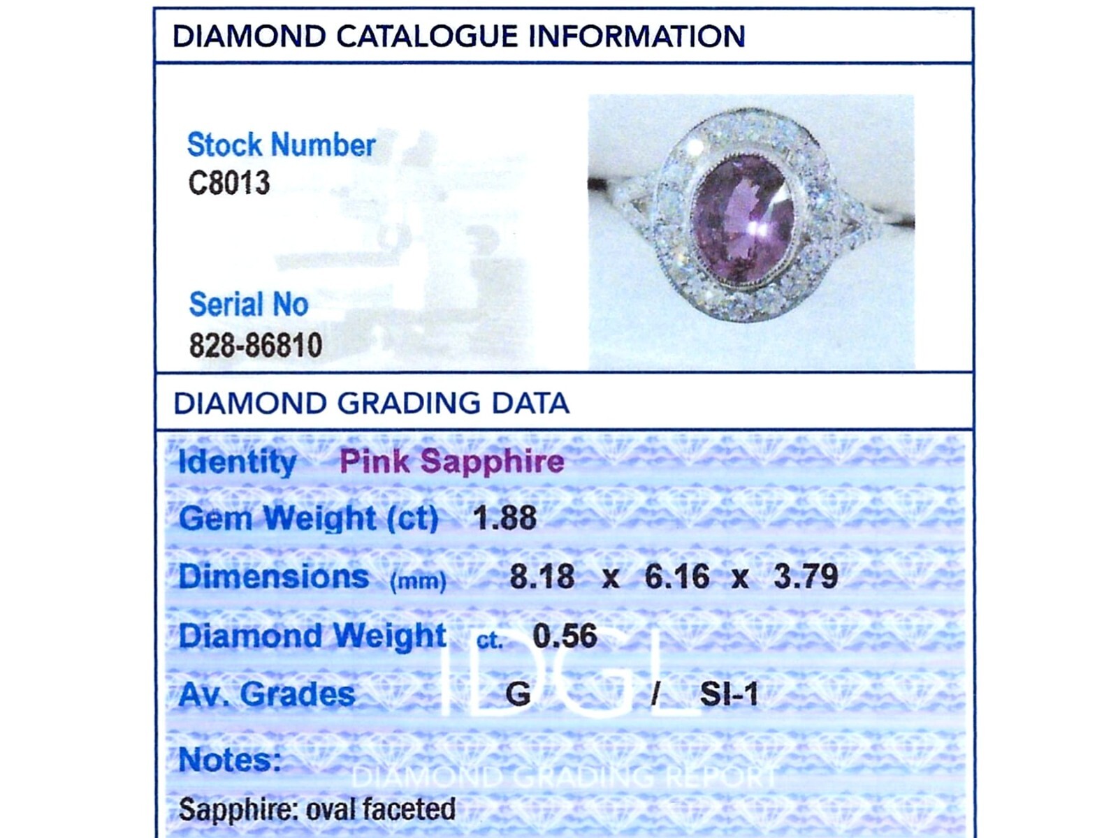 Vintage 1.88Ct Pink Sapphire Diamond and Platinum Dress Ring