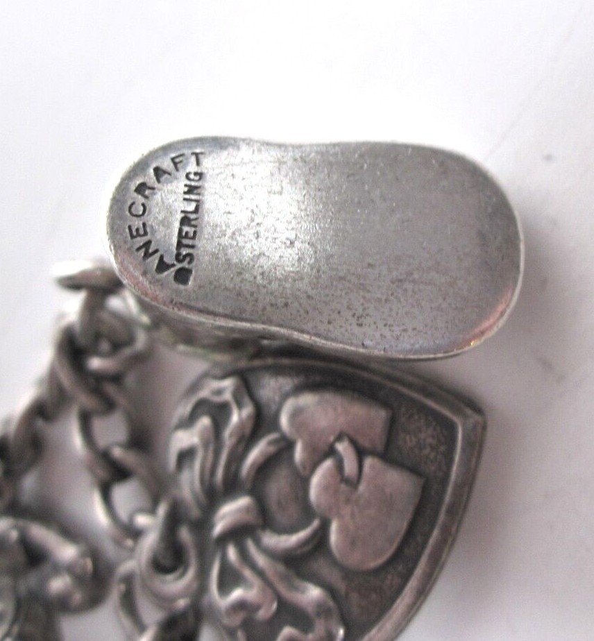 Sterling Silver Charm Bracelet Antique- Lil’ Eightball + 11 Other S/S Charms