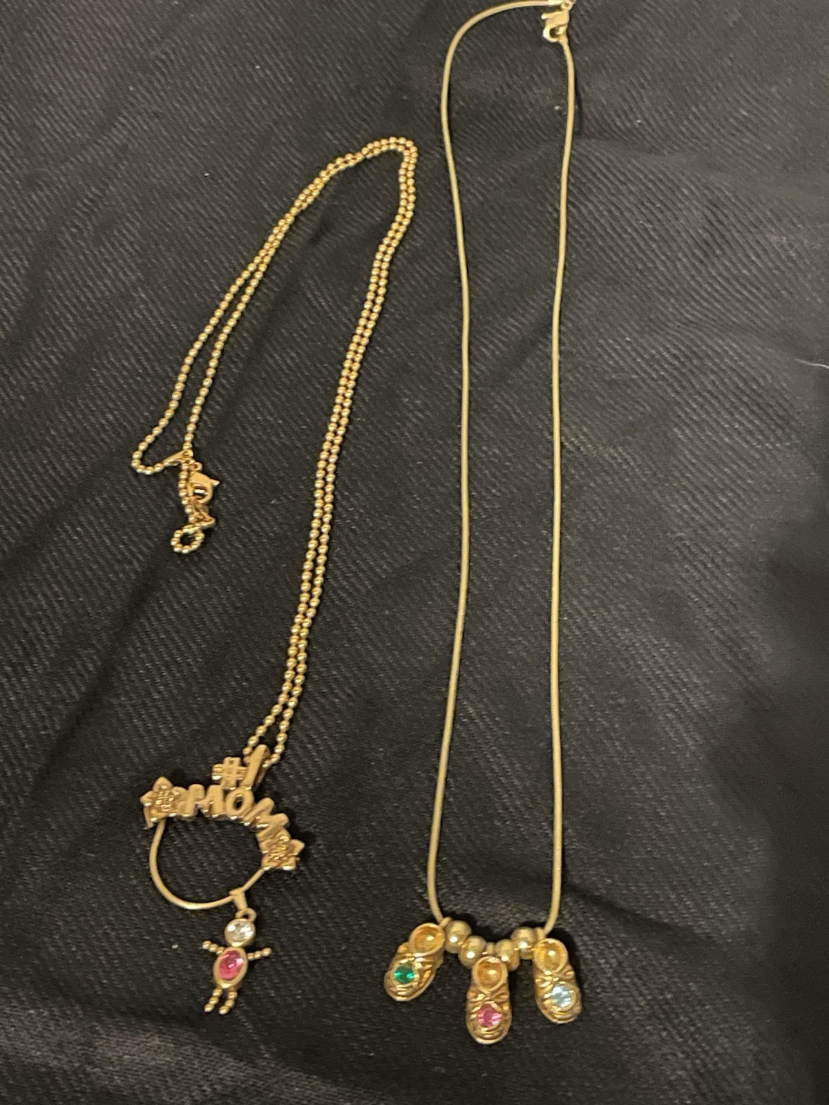 Lot Of 2 Gold Tone Necklaces With Charms See Pictures Details/Wear