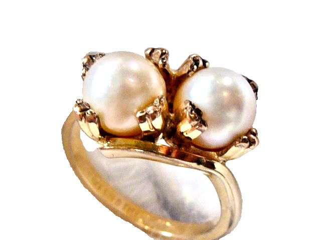 70’S NEW OLD STOCK 10K YELLOW GOLD FILLED AKOYA CULTURED PEARL RING SIZE 4