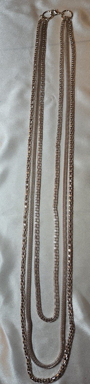 Triple-Strand Silver Chain Necklace