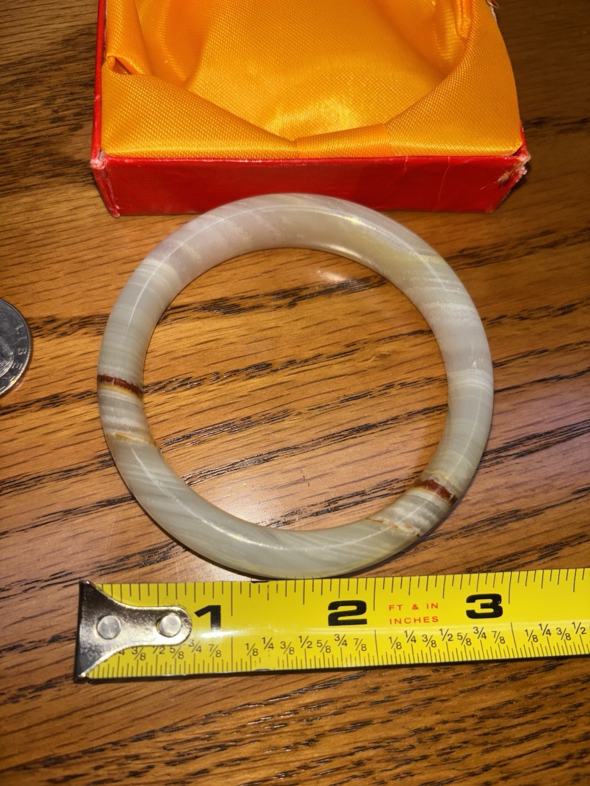 Vintage Natural Pale White Green Jadeite Jade Gemstone Bangle Bracelet