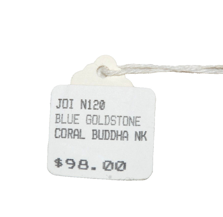 Blue Goldstone Coral Budda Choker Necklace Women’s Jewelry JOI N120 Vintage 1987