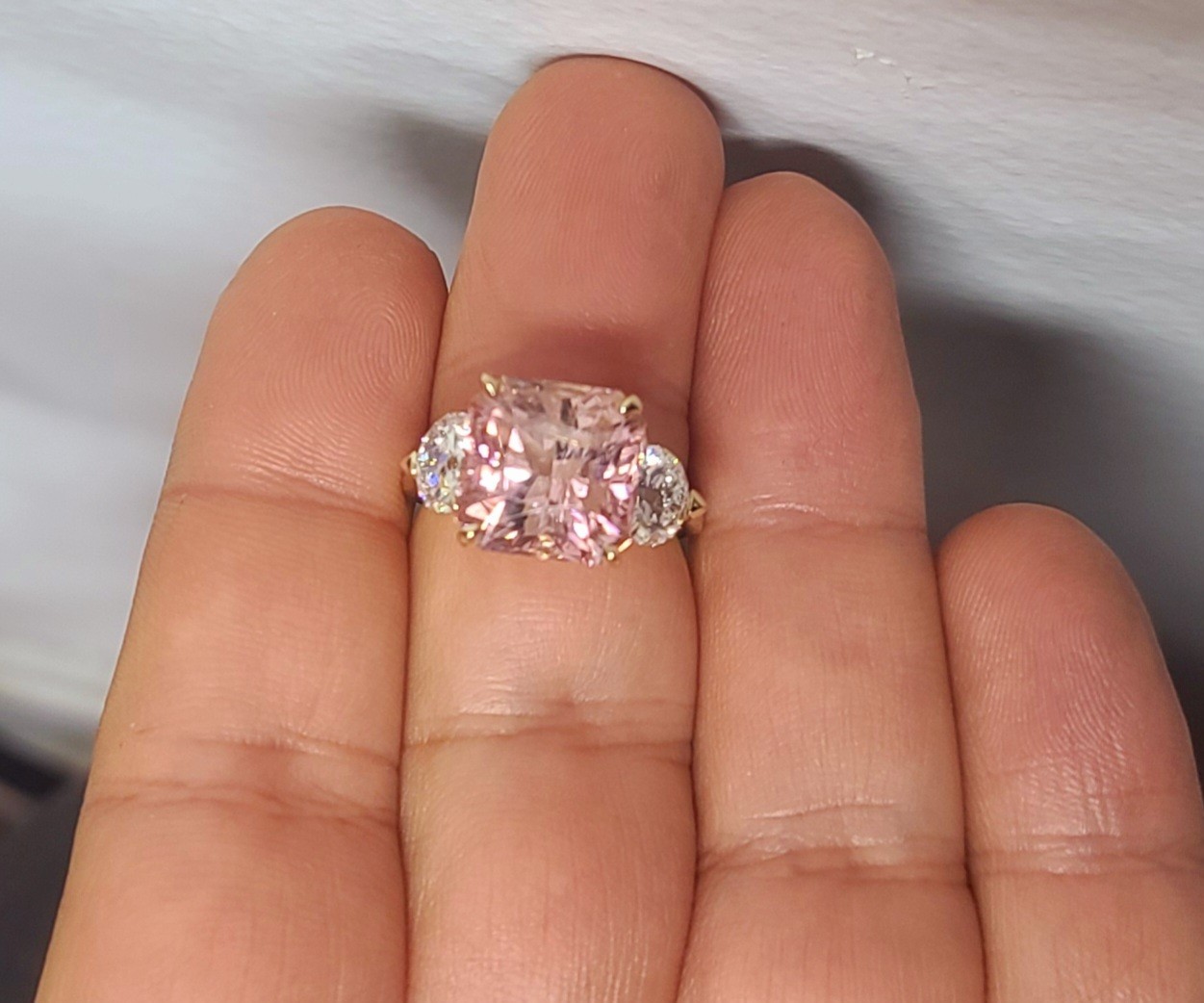 Vintage 14k Yellow Gold Engagement Ring 7.64ct. Natural Pink Tourmaline Radiant