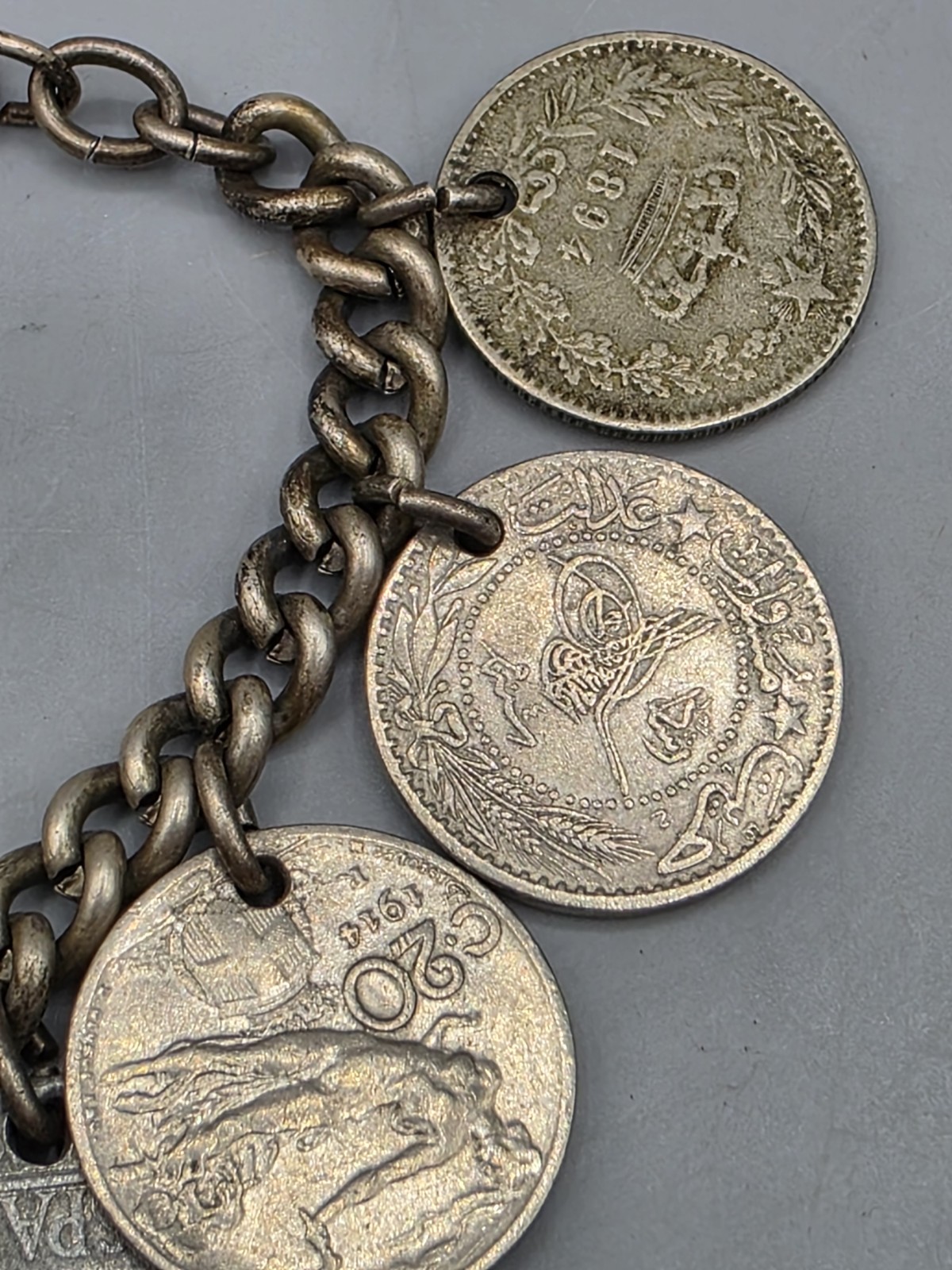 VTG MCM International Coin Charm Bracelet (Italy, France, Spain, Great Britain)
