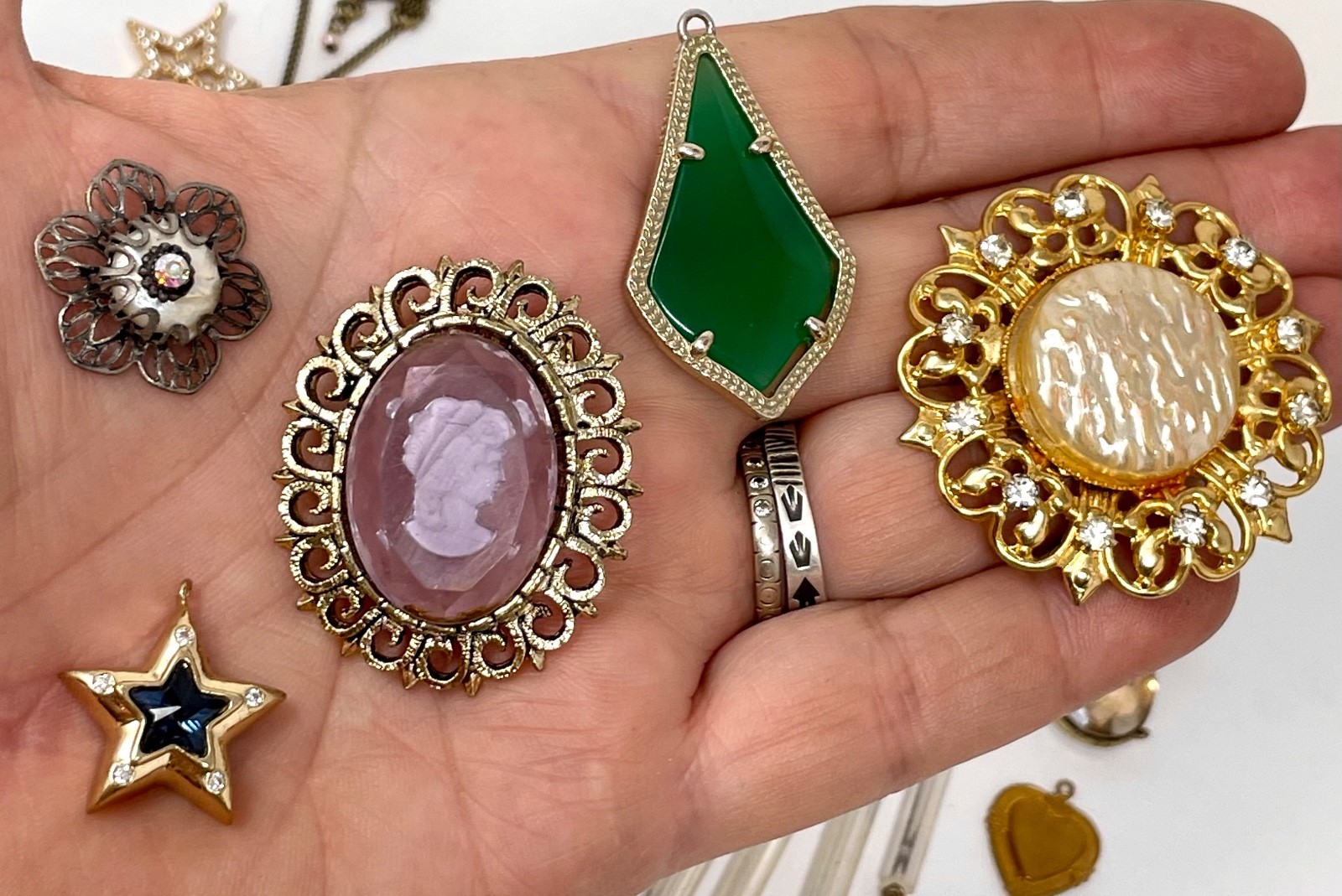 Lot Vtg & Modern Victorian Art Deco Style Pendants Findings Jewelry Craft Jn