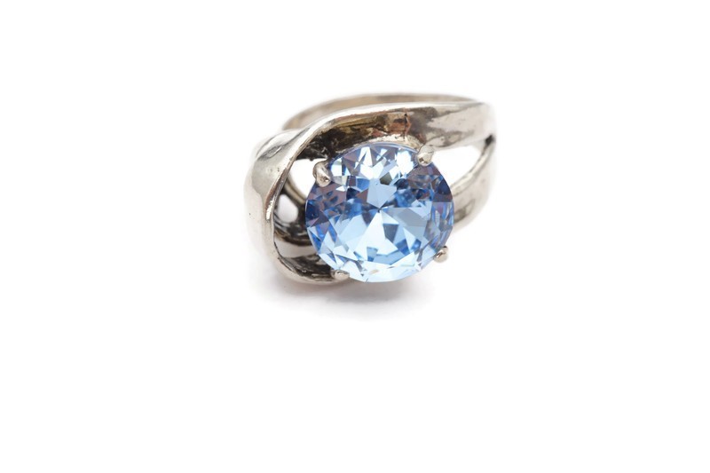 Vintage Sterling Silver 925 Blue Glass Stone Ring Size 9.25 Signed Zuman