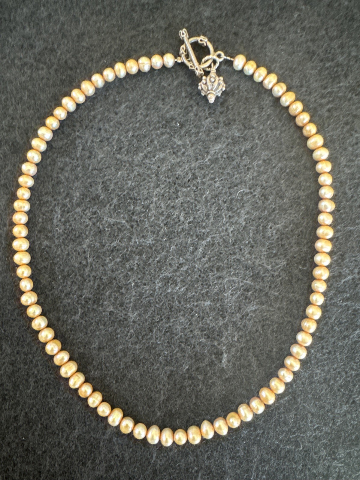 Vintage Pearl Necklace Real. Gold/Bronze Color W/ Sterling Silver Clasp