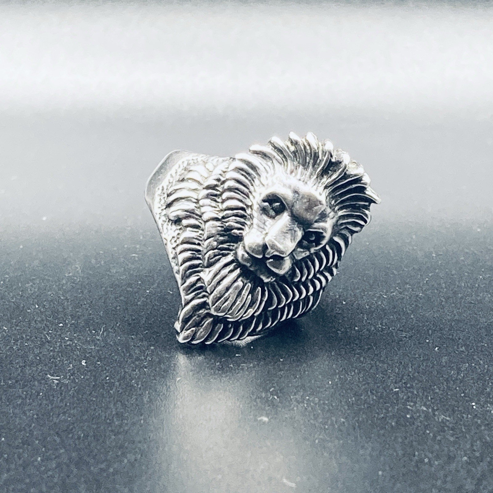 Vintage G&S 925 Sterling Silver Lion Head Statement Ring Size 10 Biker 1994 15g