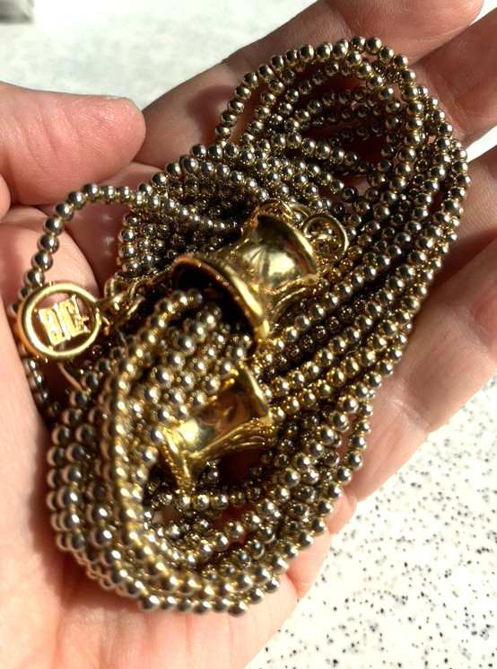Vintage GIVENCHY signed 7-Strand Gold Tone Beaded 19″ Choker Necklace!