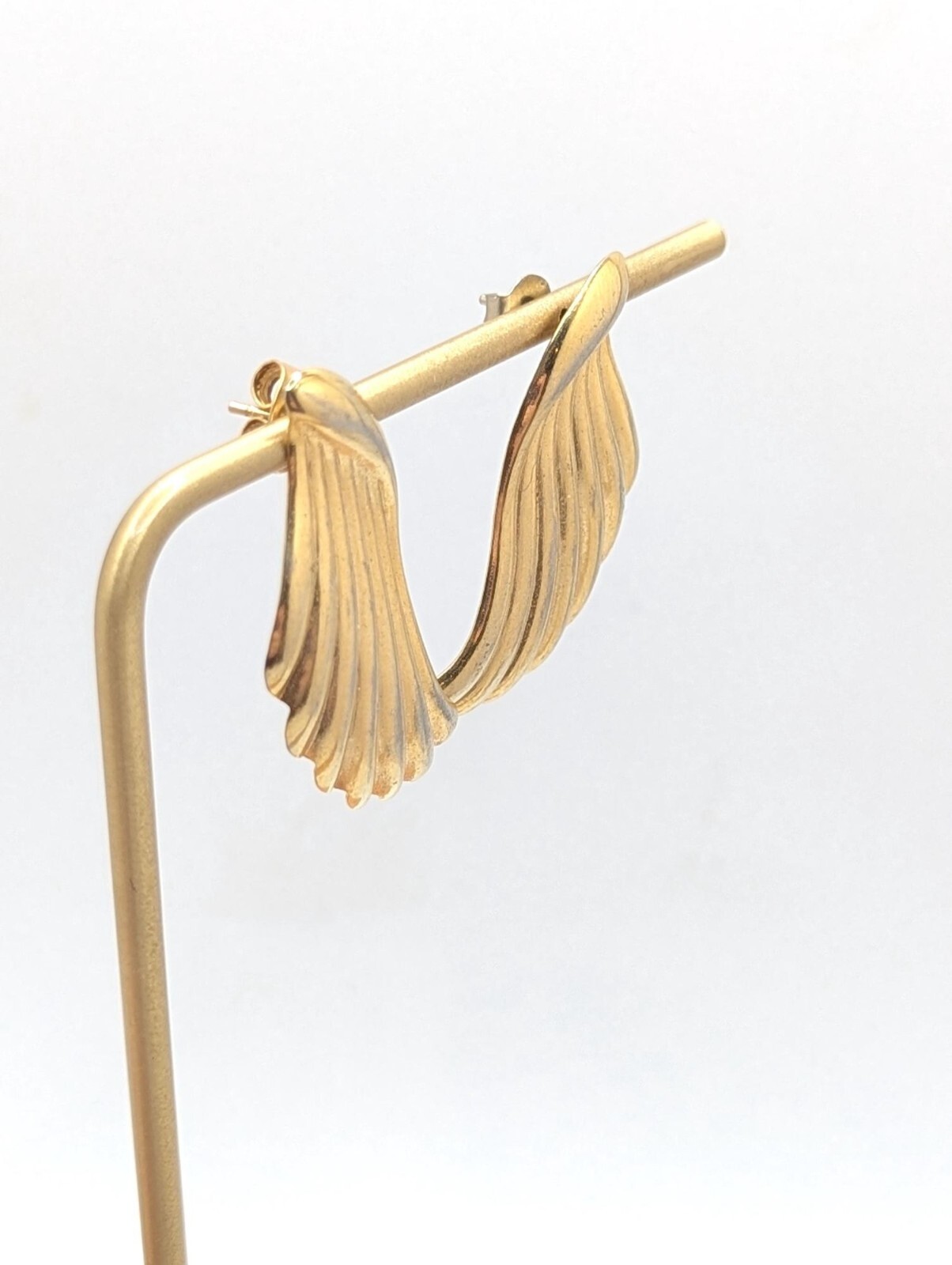 Vintage Gold Art Deco Drop Dangle Earrings Shell Ocean Beach Stud Pierced Ear
