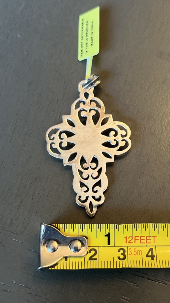 Sterling Silver Cameo cross pendant