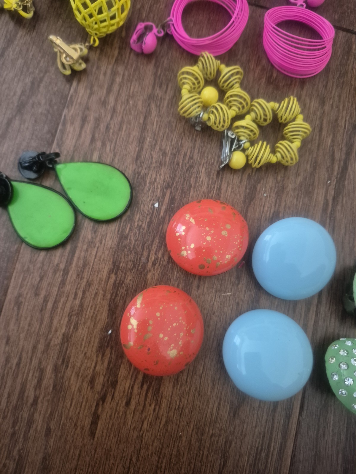 Vintage s Big Bold Retro Earrings Lot Bright Colorful Funky