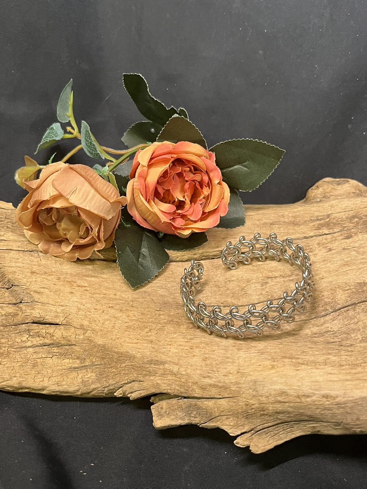 Vintage Silver Tone Chain Linked Cuff Bracelet -Fashion Jewelry -Teen Or Adult
