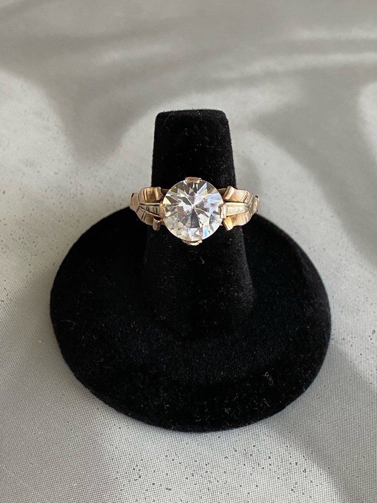 REDUCED 10K Gold TESTED NOT MARKED Ring Vtg Antique Prong Set Stone 3.9 Gr 6 1/2