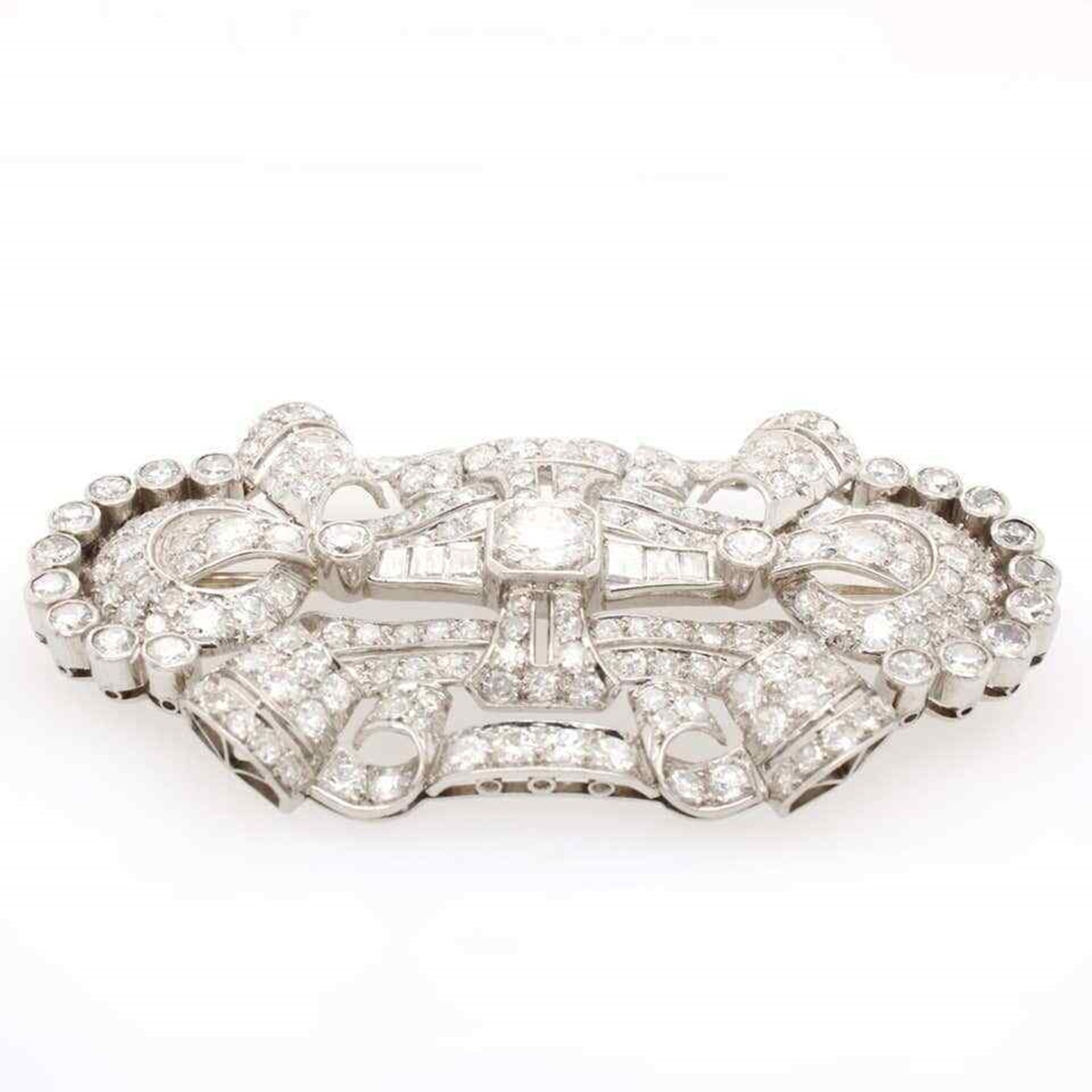 Round & Baguette Cut CZ Stone Victorian Edwardian Wedding Elegant Brooch For Her
