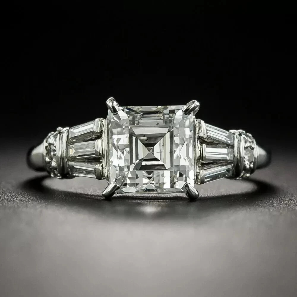 Art Deco Style 3.45Ct Lab Created Diamond Anniversary 14K White Gold Finish Ring