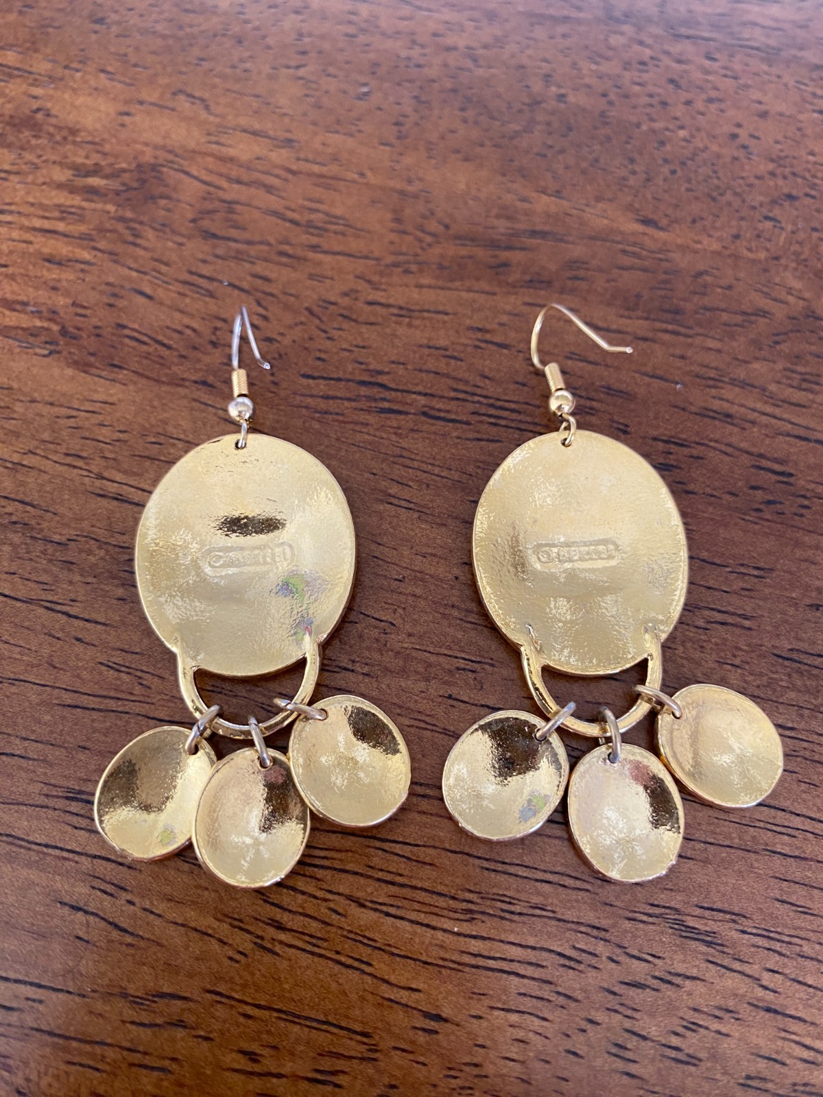 Vintage Berebi Green & Gold Dangle Pierced Earrings 2.5″ Long Ovals Signed