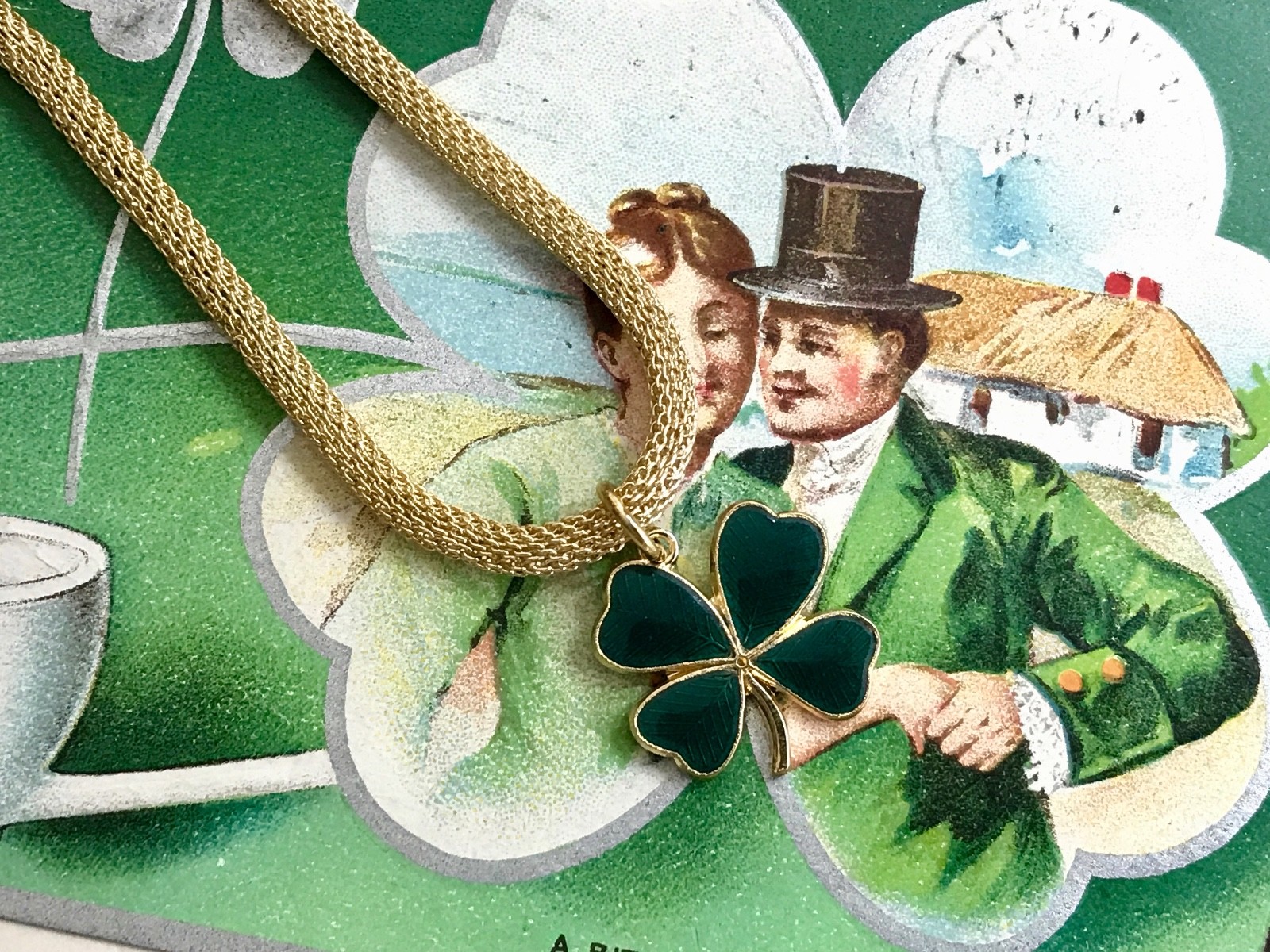 4 Leaf Clover Choker,Enameled four leaf,Irish Necklace,Sarah Coventry Choker G94