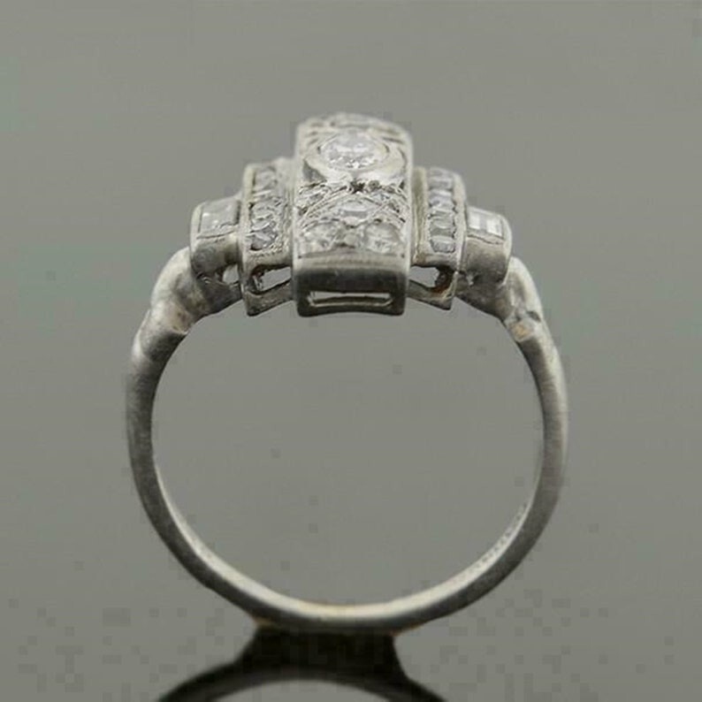 Elongated Lozenge Dinner Ring, Multi Shape Edwardian Ring, Vintage Cocktail Ring