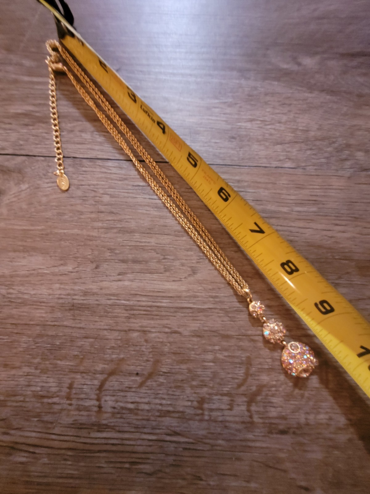 Signed 2028 Gold Tone Crystal Pendant Circles Drop Necklace 20 Inch Chain