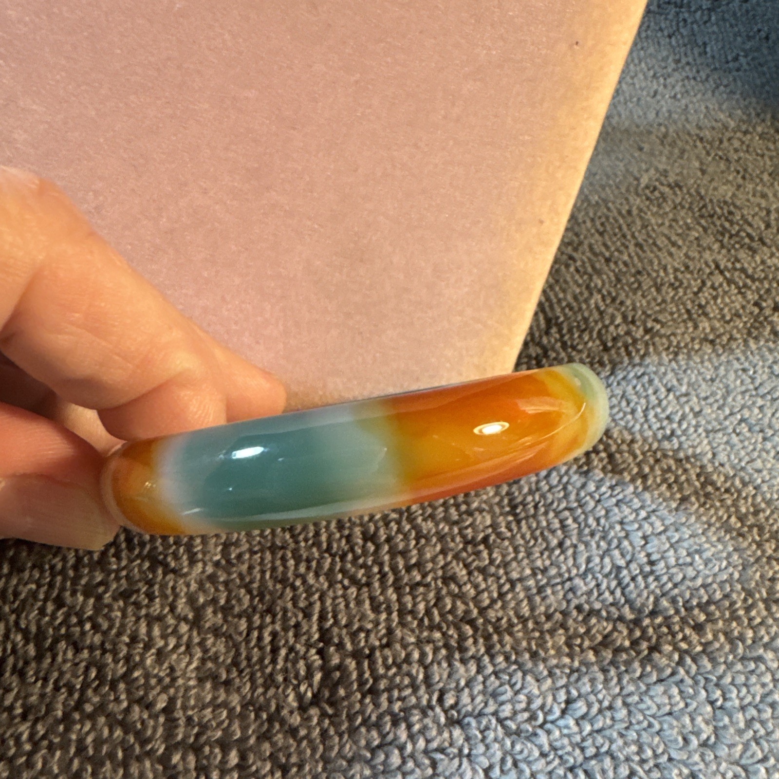 Jadite Or Agate Stone Bracelet Vintage