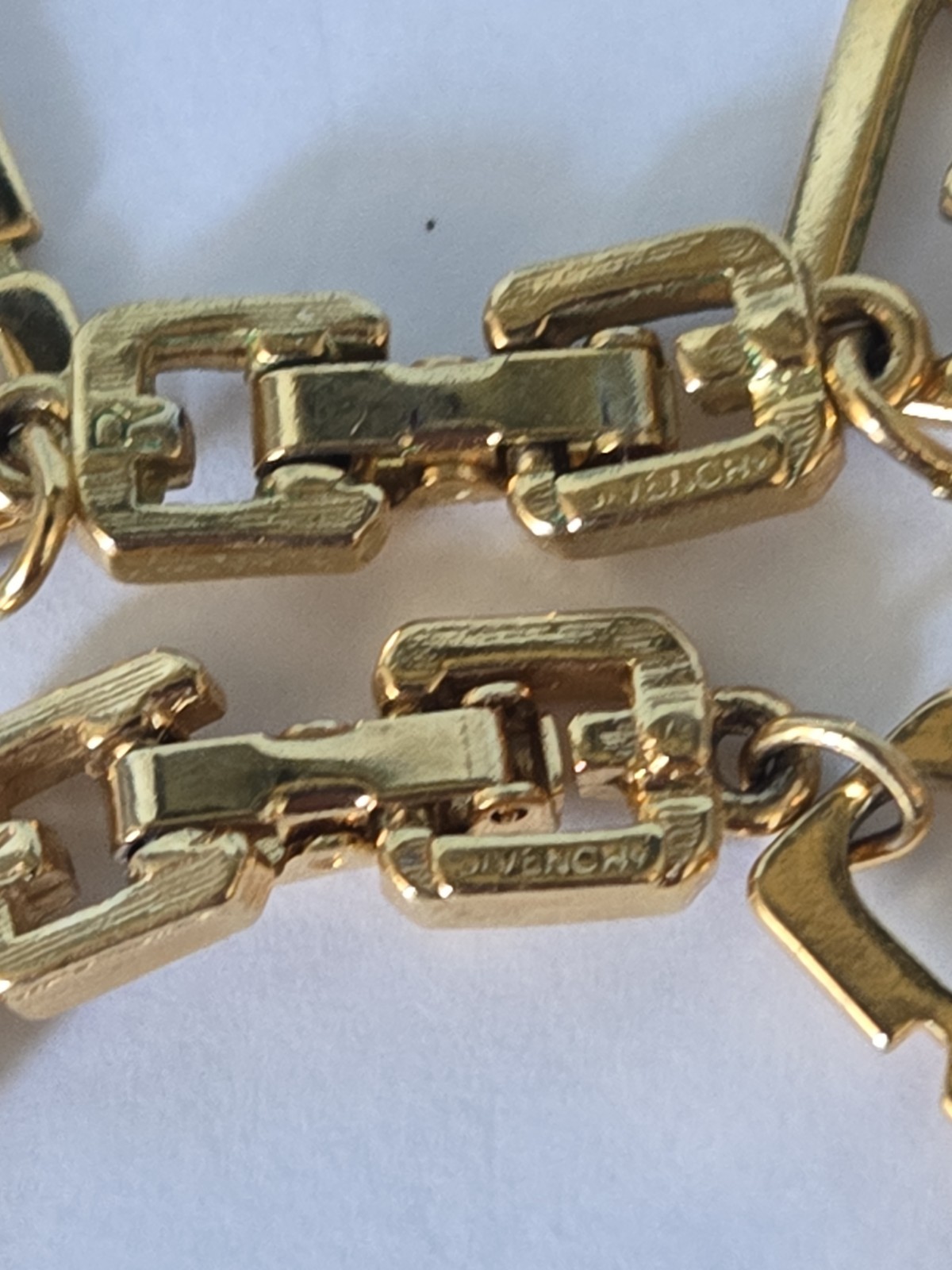 Lot Of 2 Vintage Givenchy Signed Gold Tone G Link Necklaces 16″ 18″