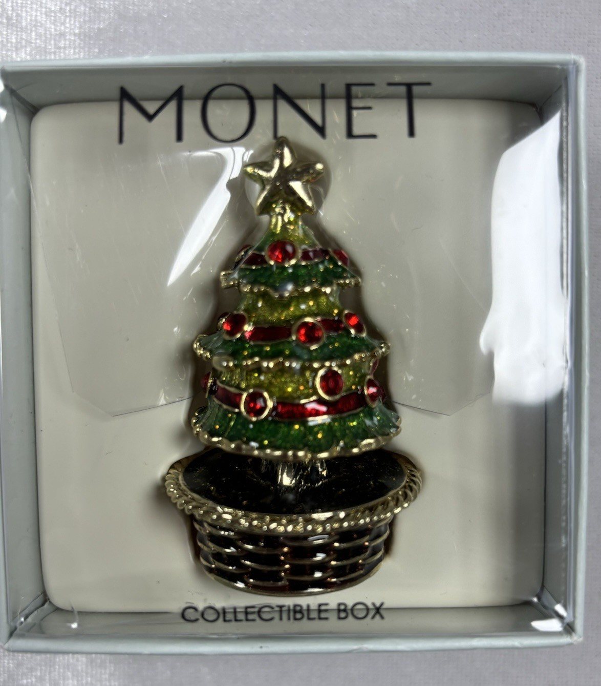 Monet Christmas Brooch Pin Lot 2 Gift Present & Christmas Tree NIB w/ Macy’s Rec