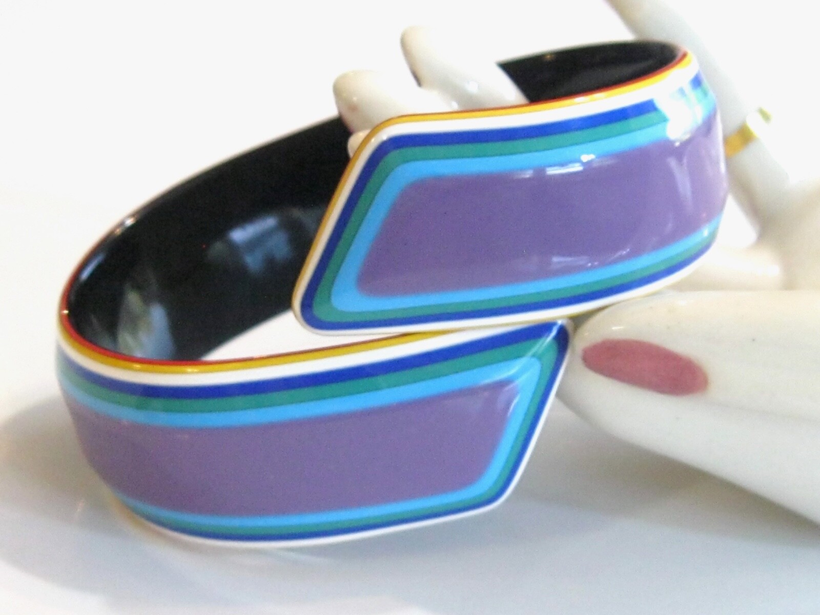 COLORFUL RETRO VINTAGE BYPASS WRAP LAYERED CELLULOSE ACETATE BANGLE BRACELET