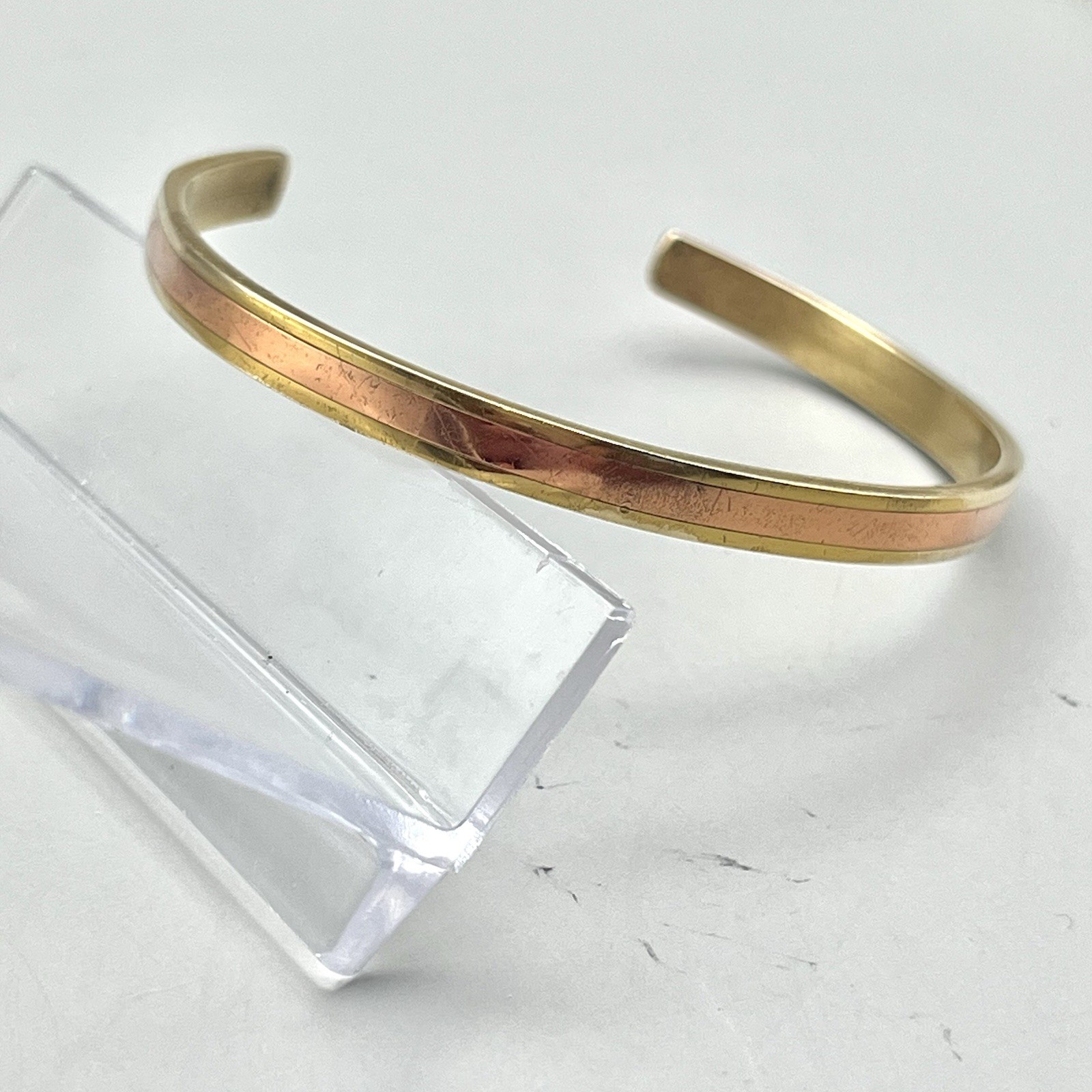 VTG Cuff Bracelet SERGIO LUB CALIFORNIA Copper and Brass Thin Bangle 6.75″