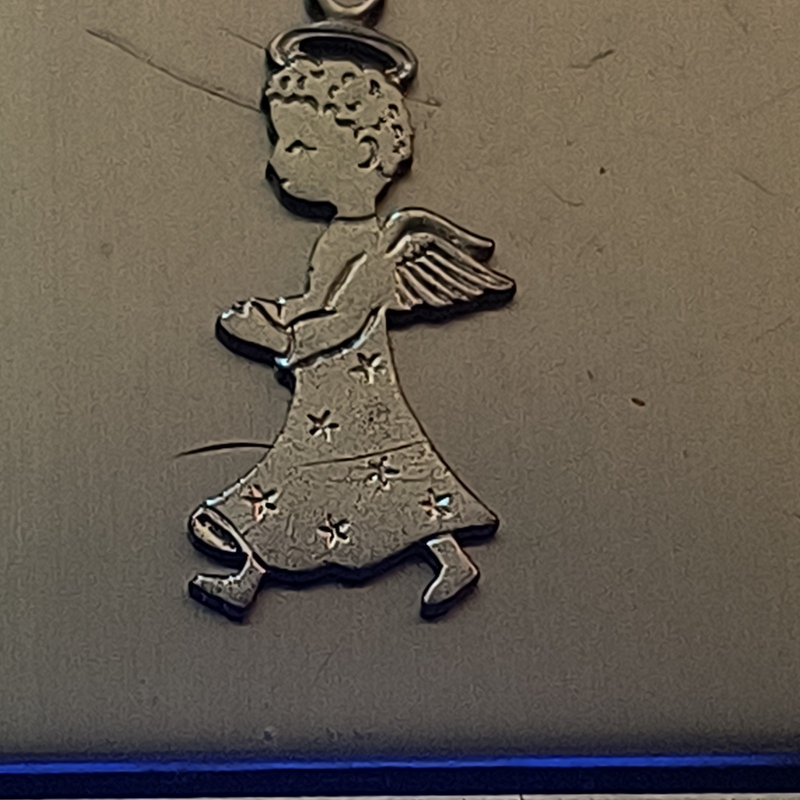 Sterling Silver Angel Pendant Charm, Signed, No Stone, Angels Theme