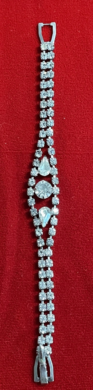 Set of Matching Rhinestone and Silver Toned Bracelet and Necklace – Very Nice!!!