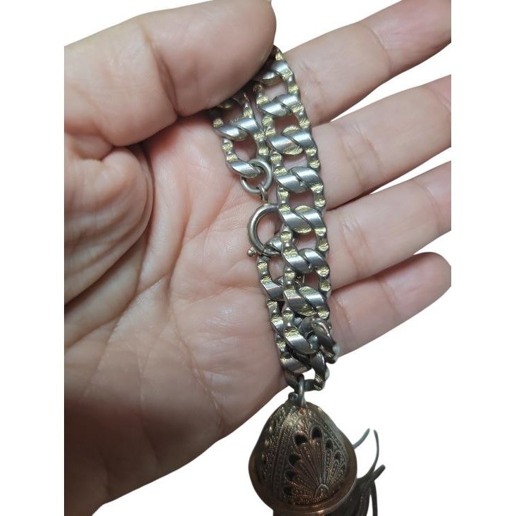 Vintage Silver Tone Chain Bracelet Filigree Tassel Charm Statement Bracelet 6