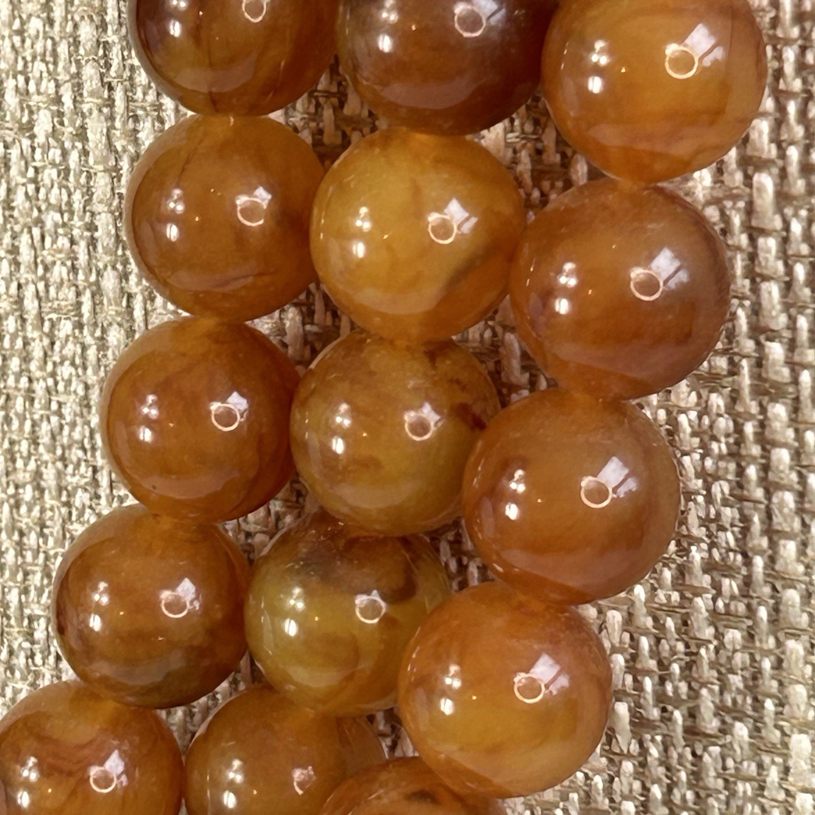 Vintage Chunky Necklace Black Marbled Golden Brown Lucite 3 Strand 18″ Statement