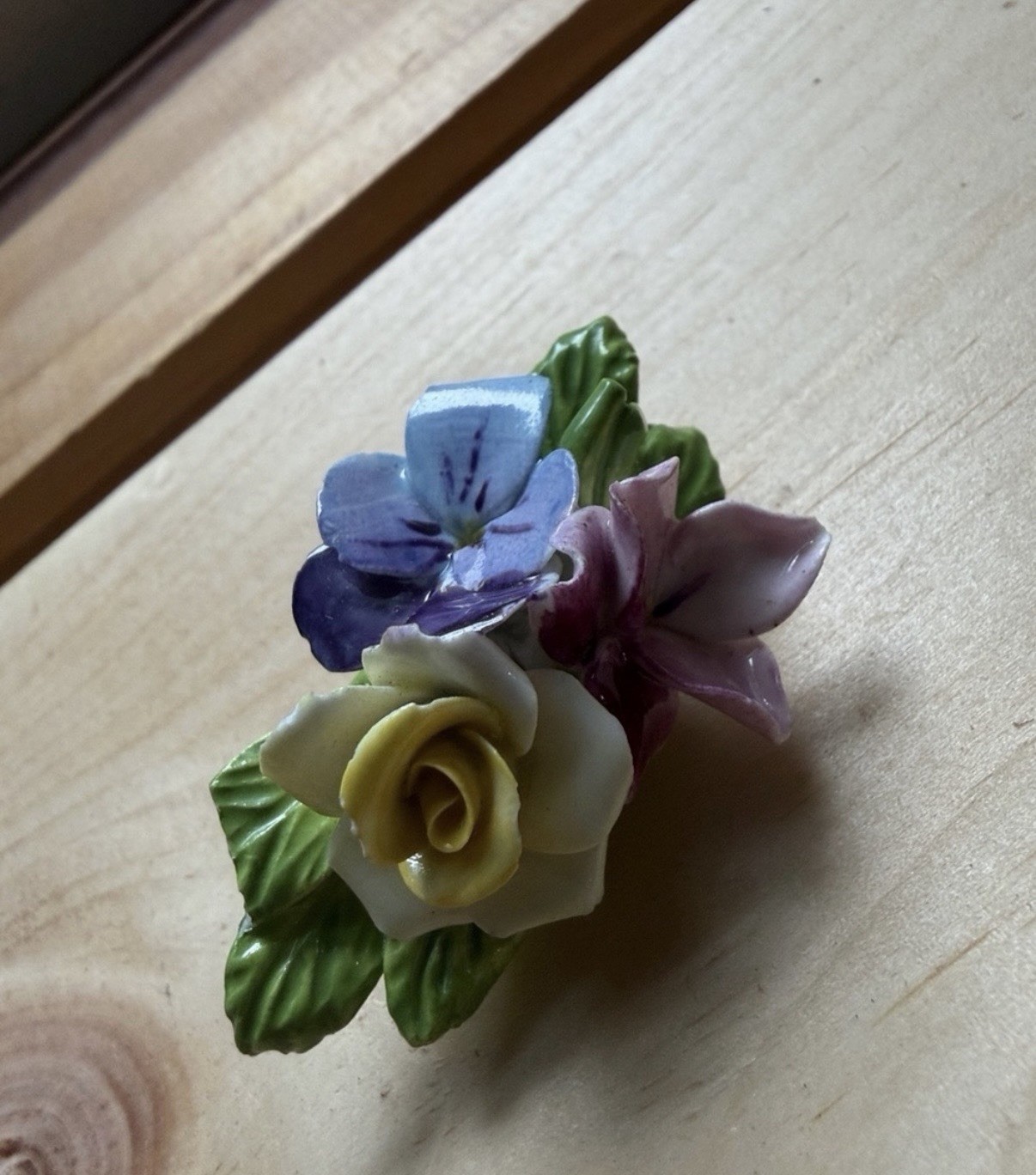 Vintage Bone China Multicolor Flower Bouquet Brooch Pin- Made in England