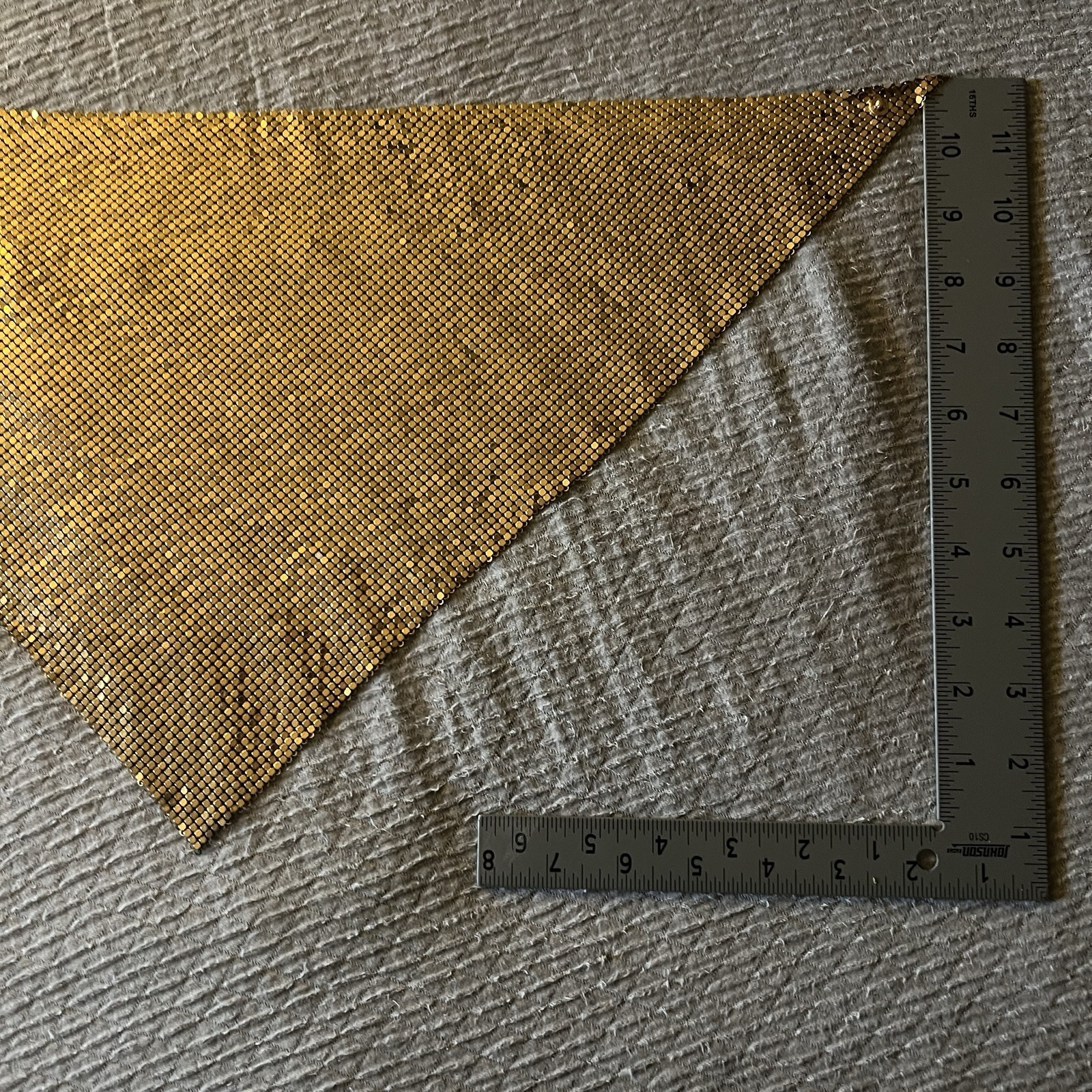 XL Vintage Chainmail Mesh Disco Scarf Bib Necklace Gold Bandanna Collar Cowl 24”