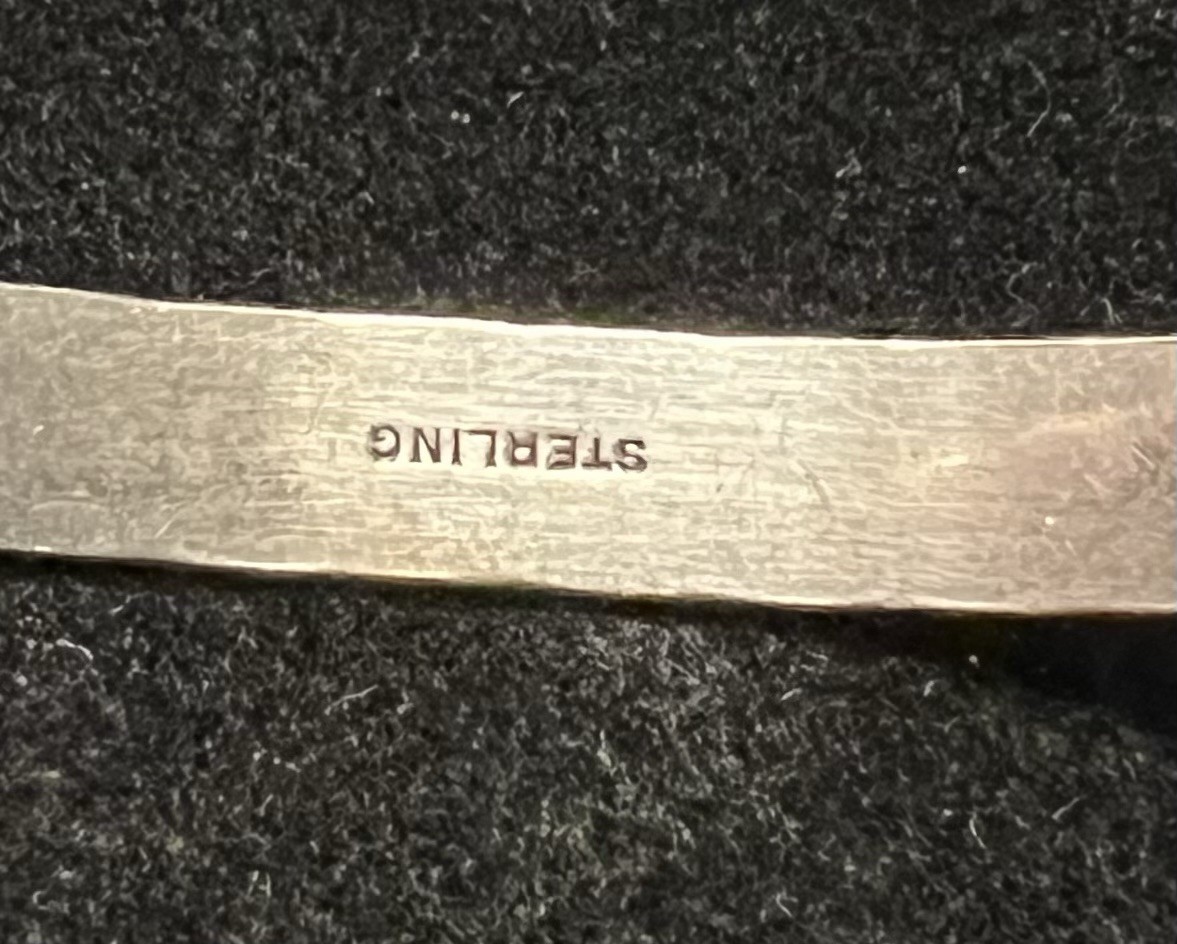 VINTAGE DECO DANECRAFT Motif DOUBLE HEART STERLING 925 unsigned BANGLE BRACELET
