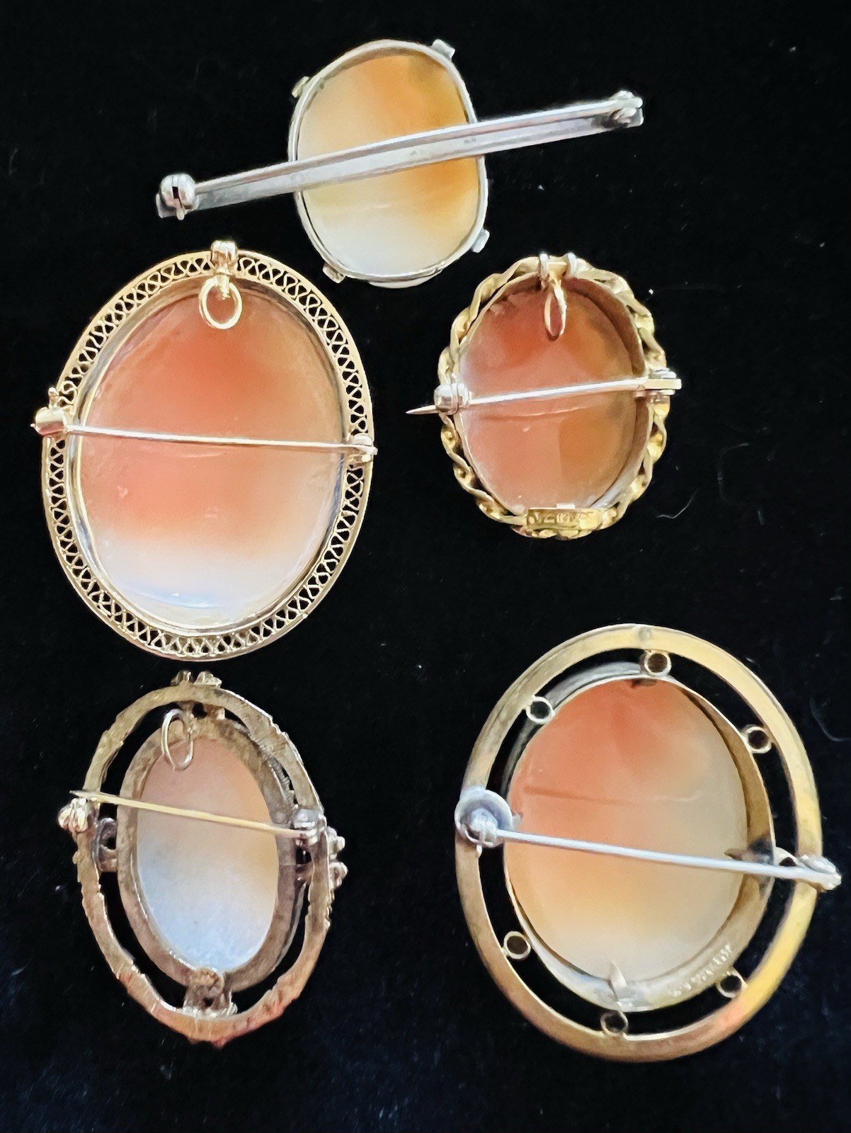 Vtg Estate Cameo Jewelry Artisan Painted Floral Romantic Victorian Revival Lot