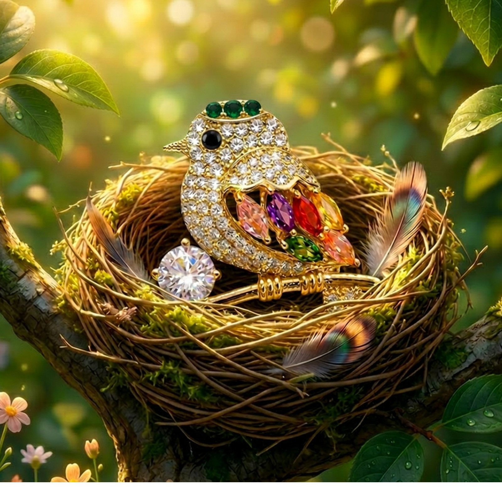 Sparkling Crystal Bird Brooch Pin Rhinestone Colorful Women Dress Scarf Hat