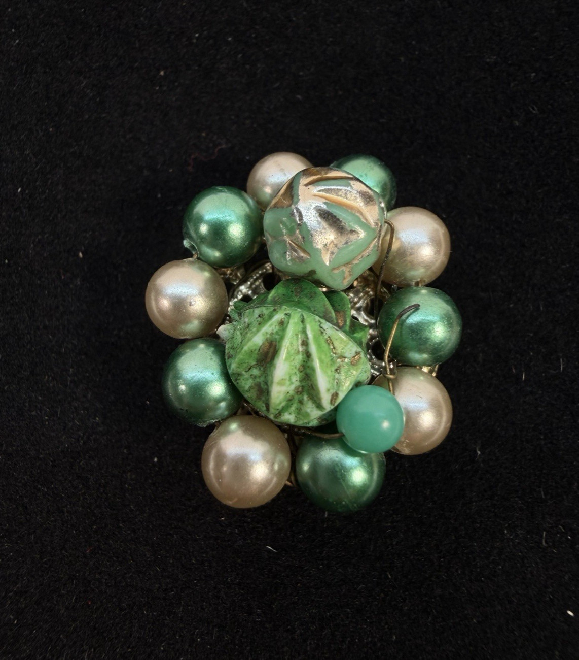 Bead Cluster Clip On Earrings Set of 3 Pairs Japan Hong Kong 1950s 1960s