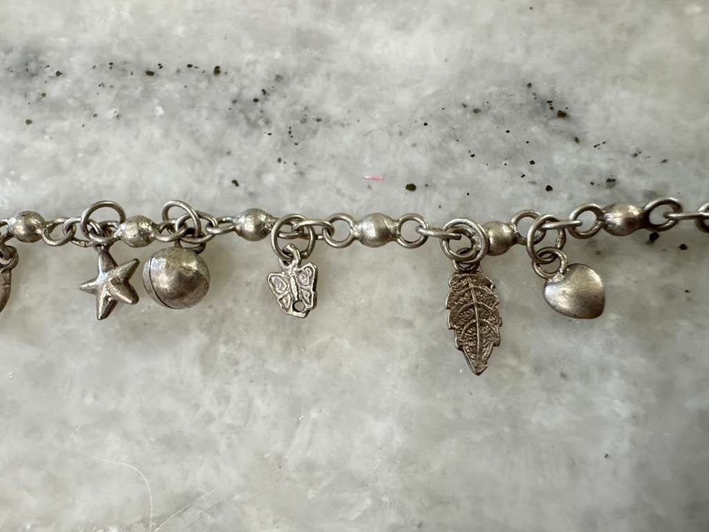 Antique Sterling Silver 925 Charm Bracelet Vintage Classic Chain MD53V